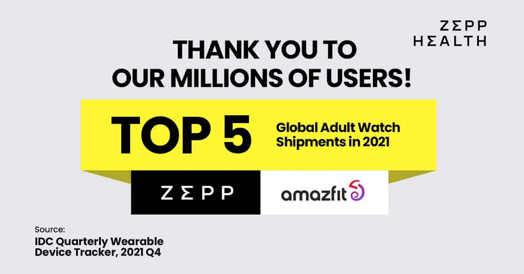 Zepp Health Ranked Top 5 in Global Smartwatch Shipment in 2021
