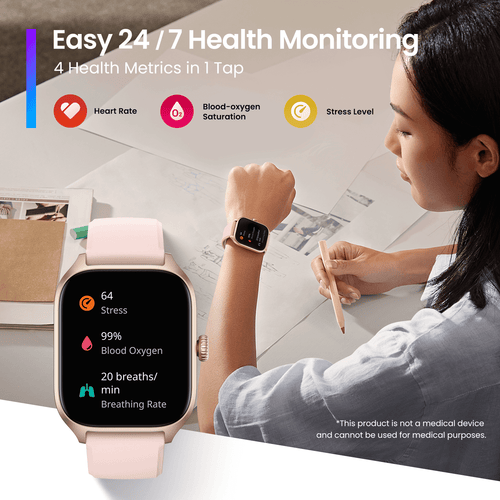 Buy Amazfit GTS 4 Mini Smart Watch with 4.19 cm (1.65 inch) AMOLED Display,  Flamingo Pink Online at Best Prices in India - JioMart.